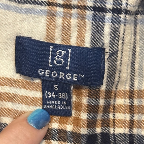 George Tan and Black Plaid Button Down Shirt - Picture 2 of 12